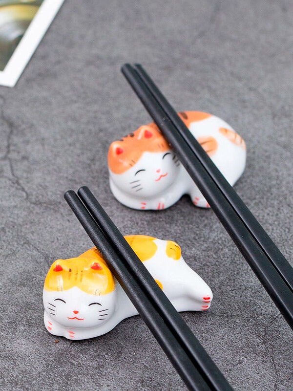 Orange Lucky Cat Spisepindeholder - Image 2